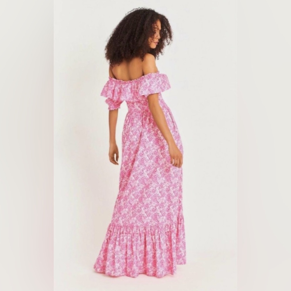 NWT LoveShackFancy Tara Maxi Dress Pink Berry Fields - Picture 5 of 13
